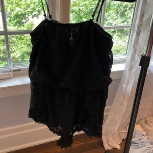 Free People Black Lace Romper